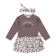 Šaty dívčí hnědé - sukně gepard