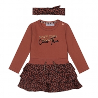 Šaty dívčí s čelenkou - sukně vzor gepard